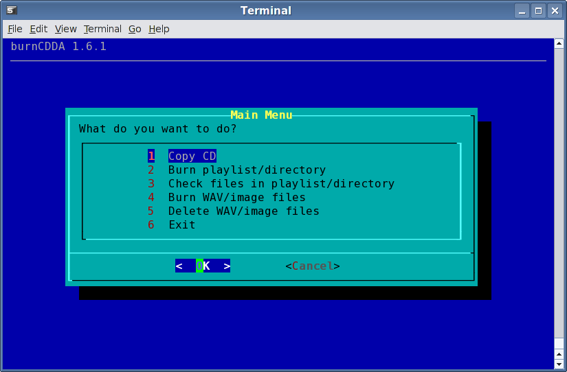 Main menu